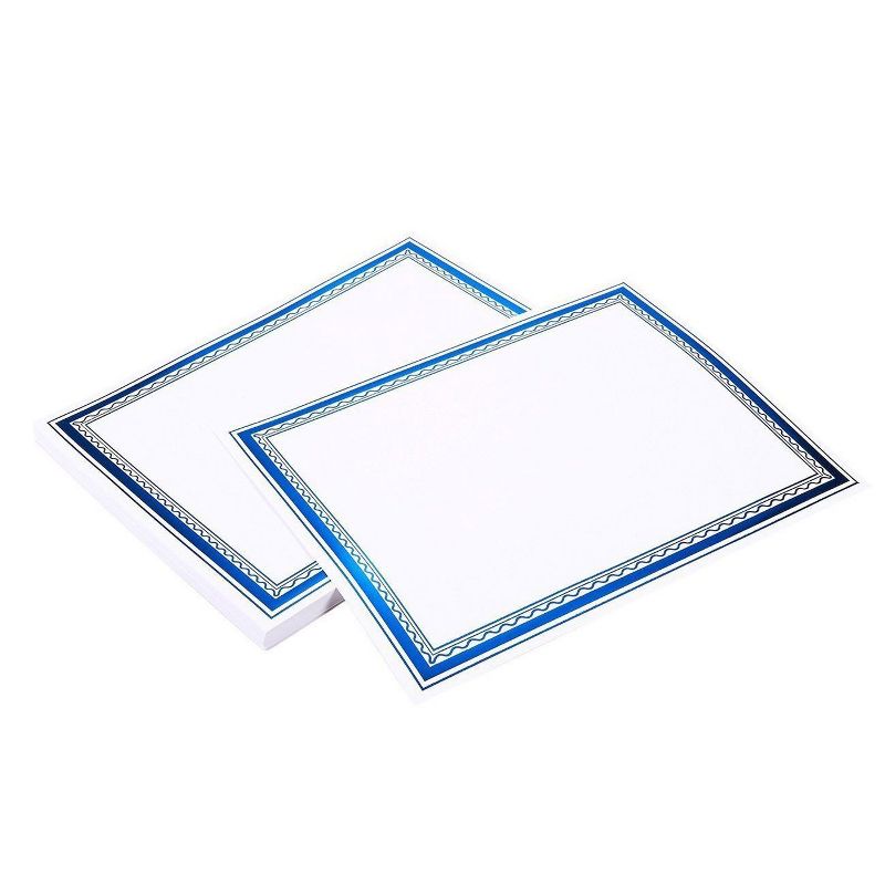 50-Sheet Award Certificate Papers, Letter Sized for Diploma, Blue Foil Border, Printer Friendly, 11 x 8.5"
