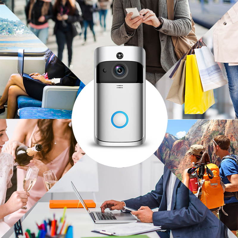 Video Doorbell Camera, Wi-Fi with Smart PIR Motion Detection, Wide Angle, Night Vision, Real-Time Notification, Two-Way Talk