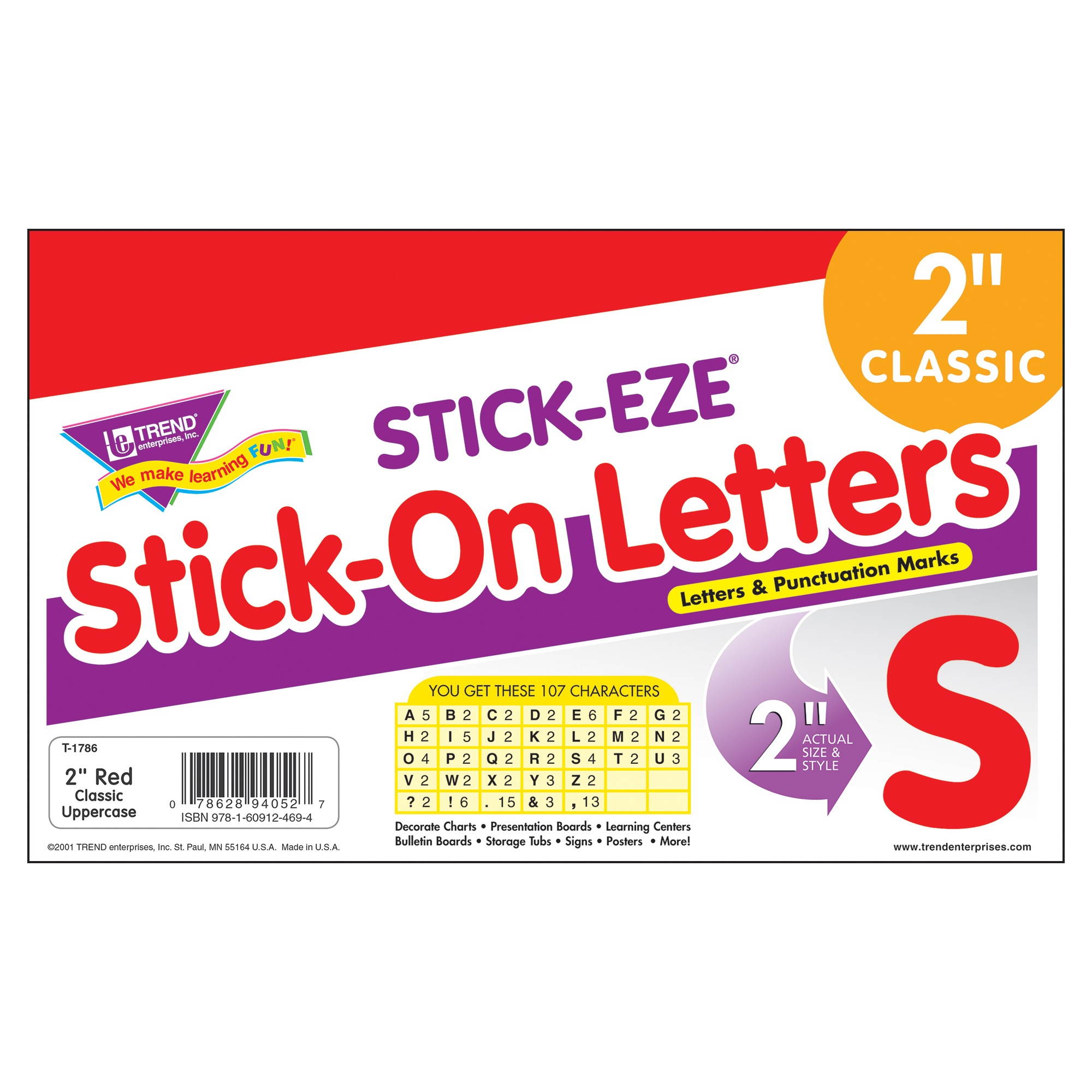 Stick-Eze 2 In Letters & Marks Red