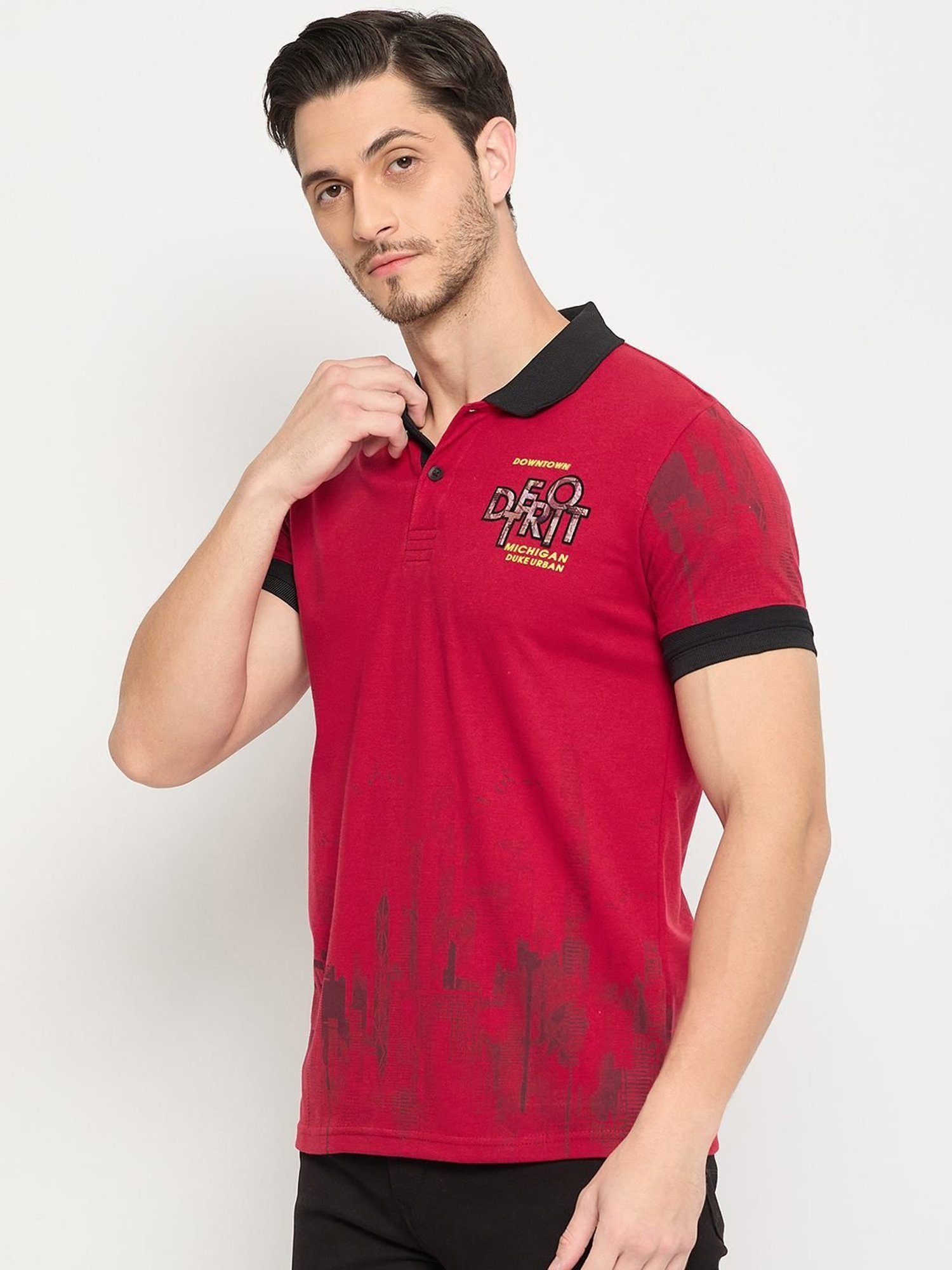 Duke Cranberry Slim Fit Printed Polo T-Shirt