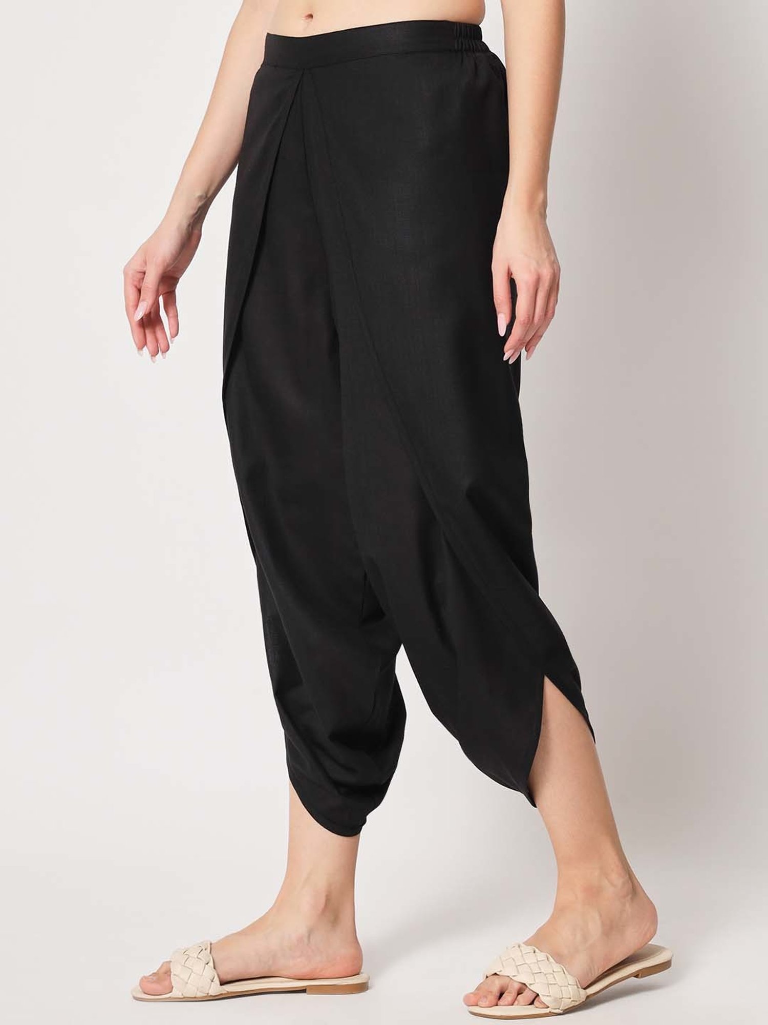 9rasa Black Cotton Dhoti Pants