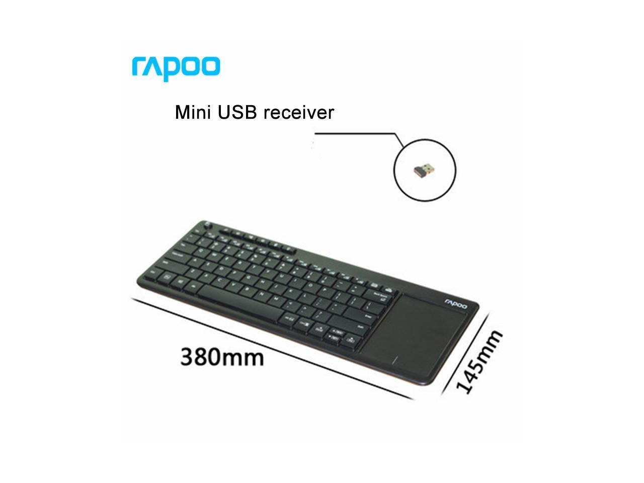 Rapoo K2600 2.4G Wireless Touch Keyboard Slim Keyboards with Big Touch Pad Panel for Smart TV/Laptop/Computer/Tablet