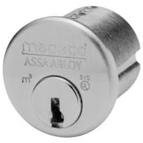 Medeco 10-0500-626-DK Satin Chrome Replacement 1-1/4" Solid Brass Mortise Cylinder With Yale Standard Cam, High Security M3 Gotham Keyway