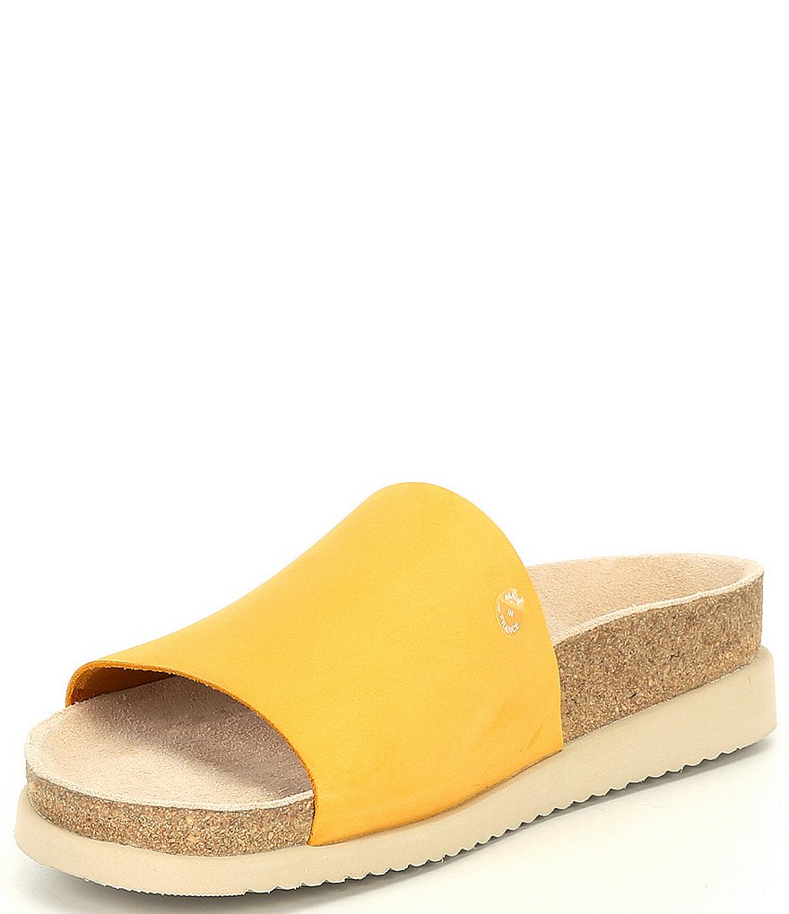 Mephisto Hanik Nubuck Leather Cork Wedge Slides