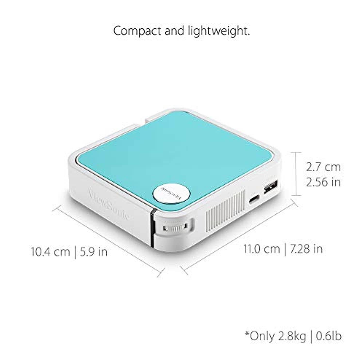 ViewSonic M1 Mini+ Smart Ultra Portable LED Projector with Bluetooth JBL Speakers, USB Type C, Automatic Vertical Keystone, Built-in Battery and 1080p Support (M1MINIPLUS) (M1MINIPLUS)