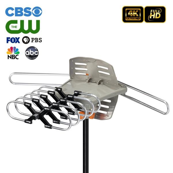 360&deg;Outdoor TV Antenna 150 Mile Range Digital Amplified HDTV Antenna 360 Degree Rotation for 2 TVs Support - High Gain UHF/VHF Channels Wireless Remote Control - 32.8' RG6 Coax Cable