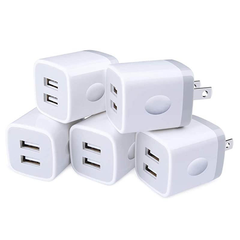 USB Wall Charger,USB Cubes, 4-Pack Universal Travel 2.1A Dual Port Plug Charging Block Compatible with iPhoneX,8,7 Plus,6 Plus,Tablet, Samsung Galaxy S8 Plus, S7 S6 Edge, HTC, LG, Sony, Nokia