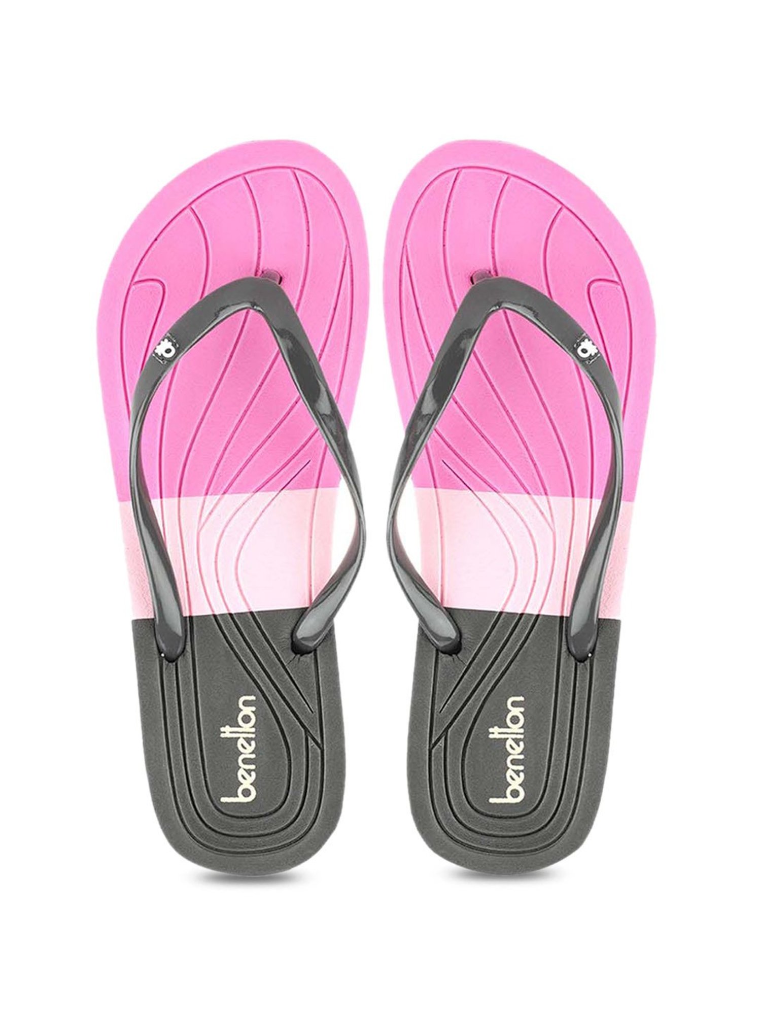 United Colors of Benetton Women's Grey & Pink Flip Flops
