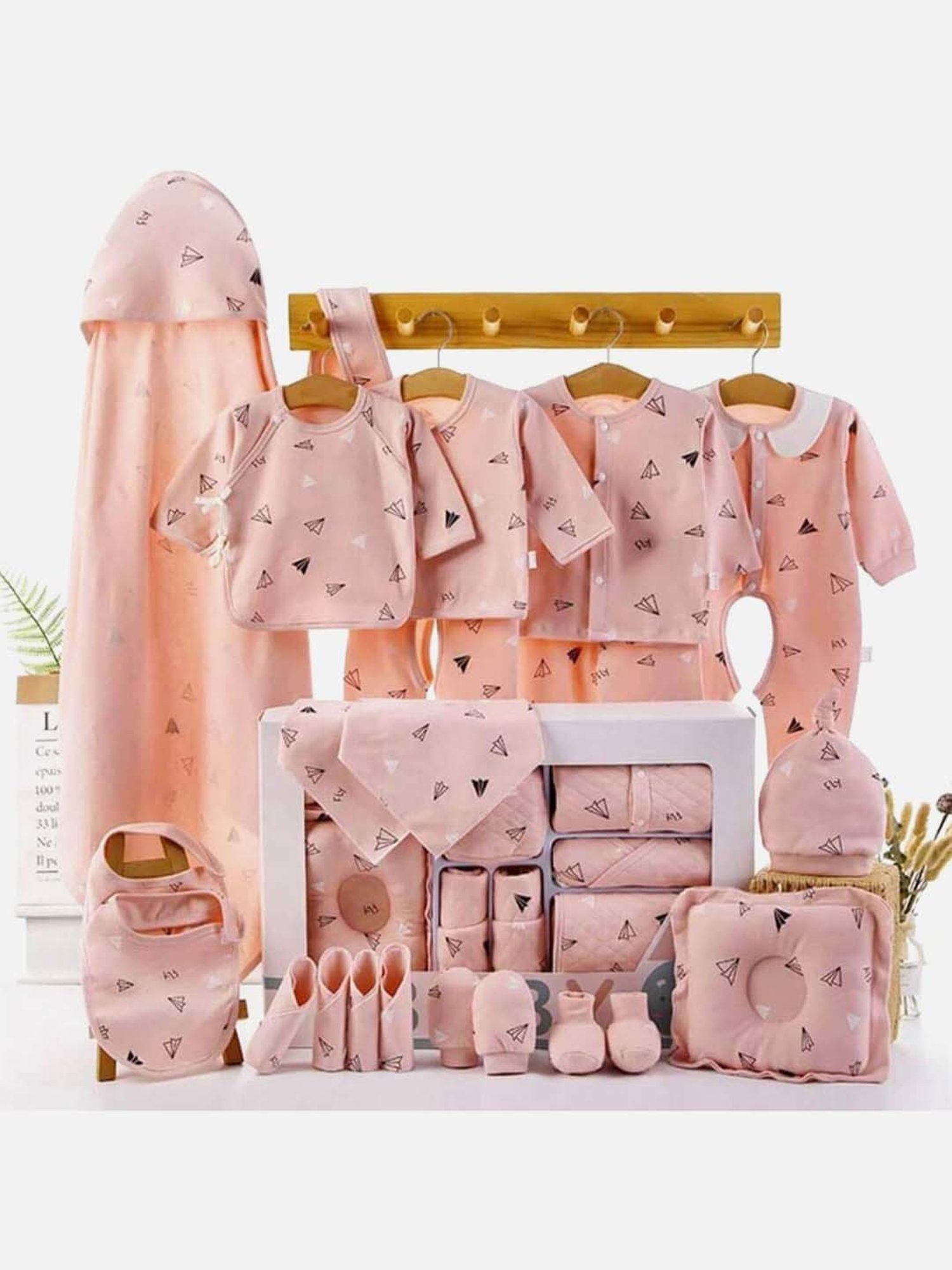 Little Surprise Box Kids Peach Cotton Printed Full Sleeves Gift Set