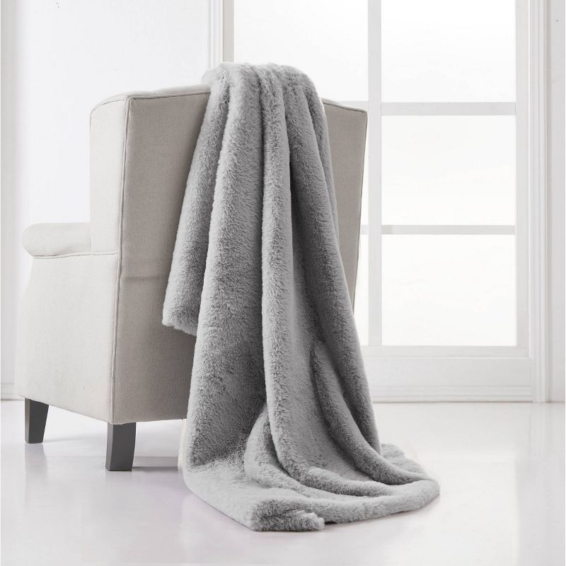 50"x70" Luxe Faux Fur Throw Blanket in Gift Box Gray - Charisma