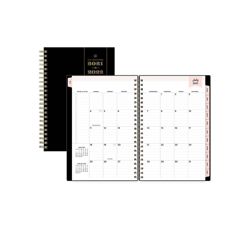 2021-22 Academic Planner 5" x 8" Flexible Plastic Cover Wirebound Weekly/Monthly Black - Day Designer