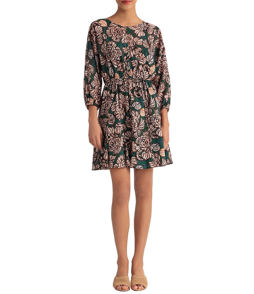Donna Morgan Donna Morgan Printed Cotton Tie Waist Dress