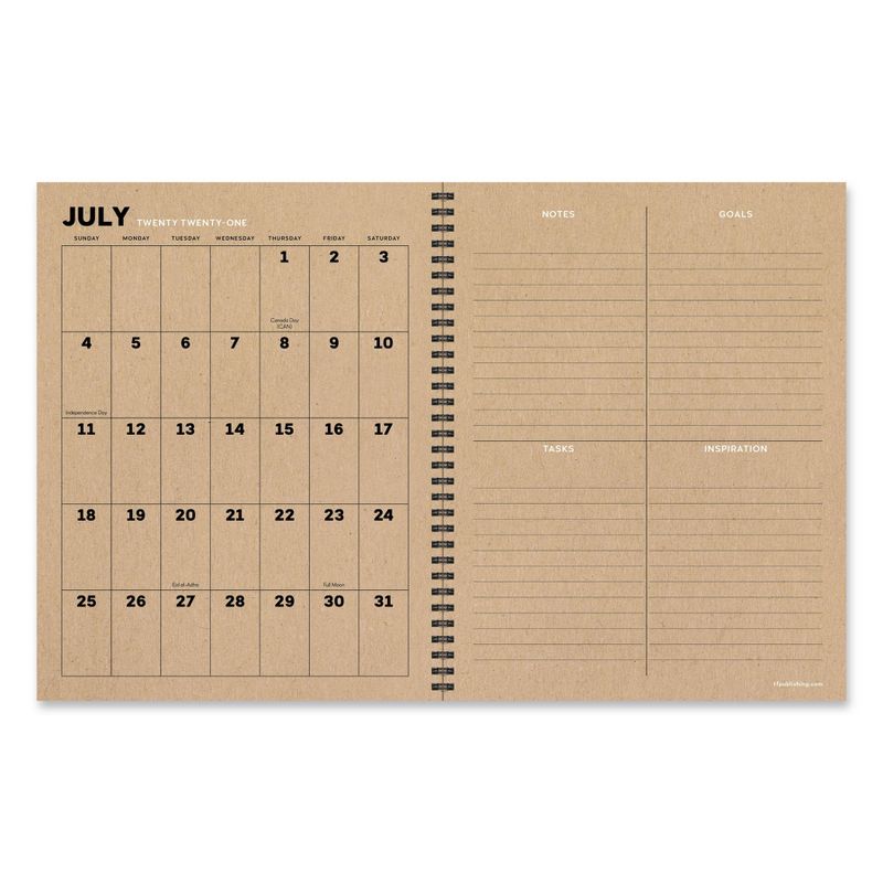 2021-22 Academic Planner 8.5" x 11" Burnt Wood Daily/Weekly/Monthly - The Time Factory