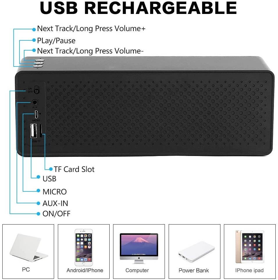 Bluetooth Speakers,Portable Bluetooth Speaker with Loud Stereo Sound,24-Hour Playtime,Built-in Mic Support Phone Calls/AUX/TF/U-Disk,Perfect Portable Wireless Speaker for iPhone,Android,PC and More