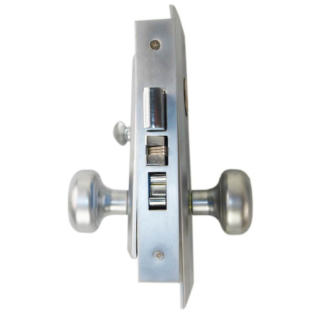 Maxtech (Marks New Yorker 7NY10A/26D Like) 1033BF26DR Satin Chrome Right Hand Heavy Duty Mortise Entry Lockset Screwless Knobs Thru-Bolted, 2-3/4" Lock Set