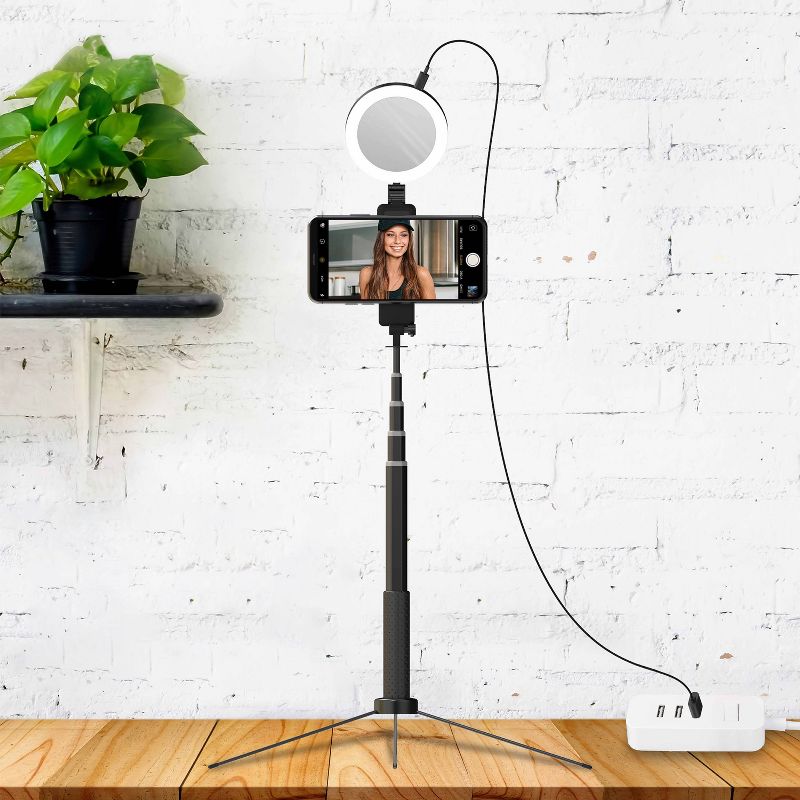 Tzumi ONAIR Halo Stick Pro 5" Ring Light with Extendable 5.5' Tripod - Black