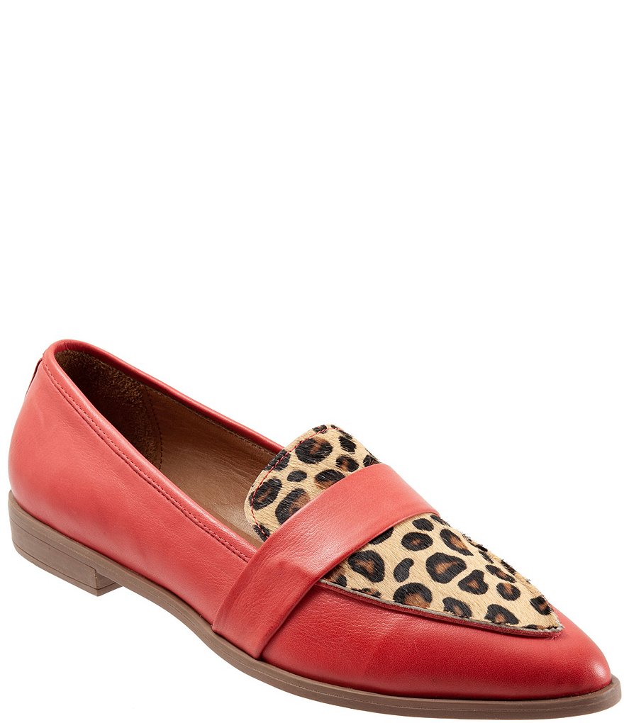 Bueno Barnes Leather Leopard Print Calf Hair Loafers