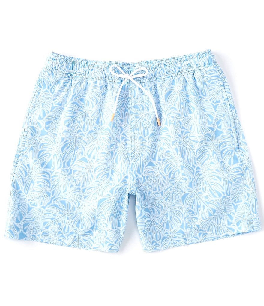 Southern Tide Tonal Palm 6#double; Inseam Packable Swim Trunks