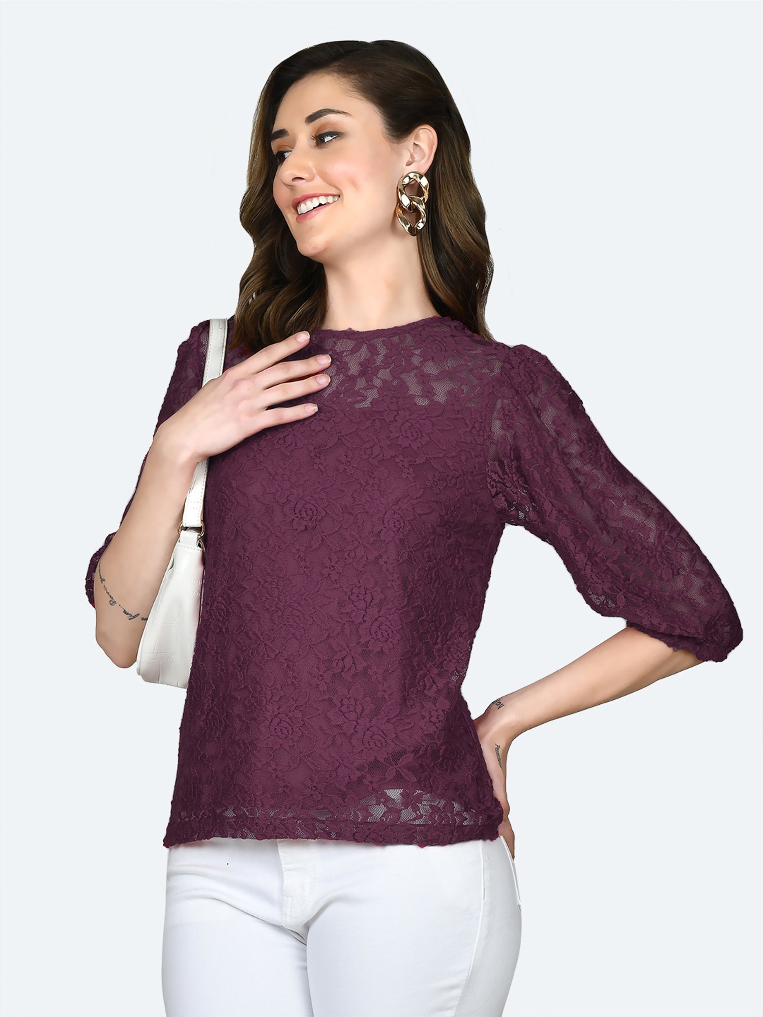 Zink London Wine Lace Top