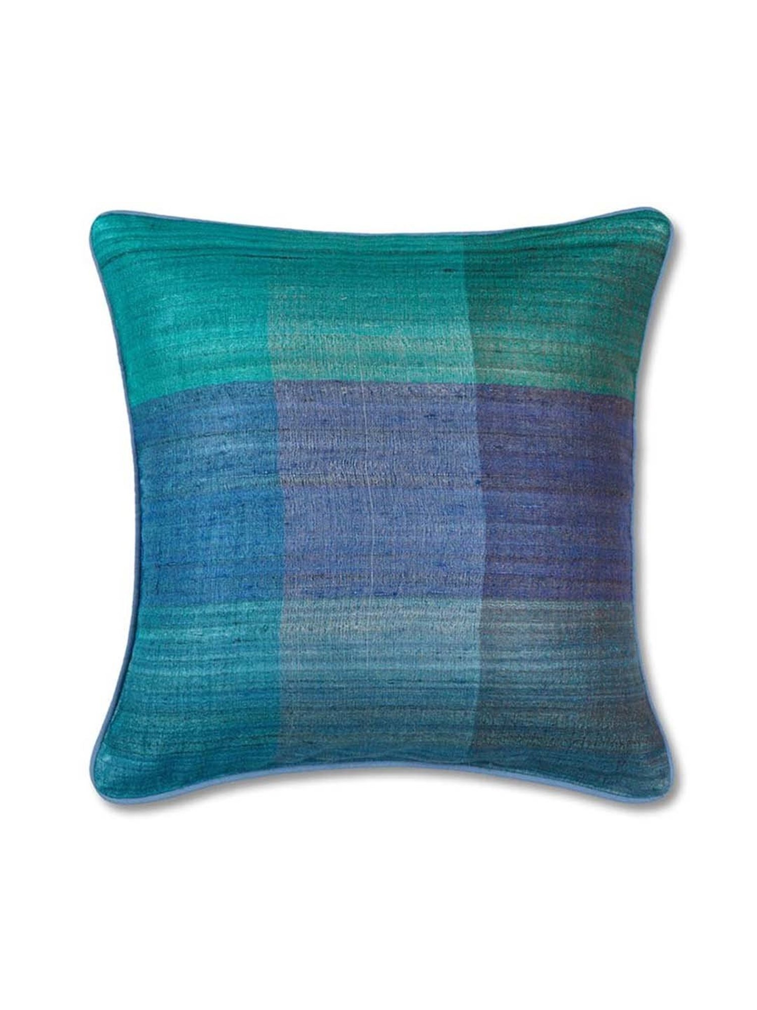 Fabindia Deeva -Tasar Blue Silk Cushion Cover