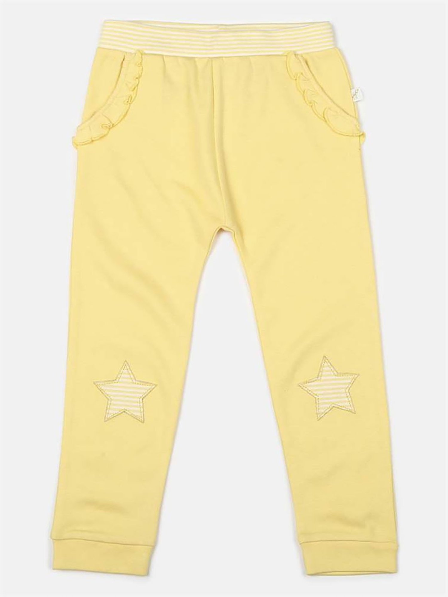 H by Hamleys Infants Girls Light Yellow Solid Joggers