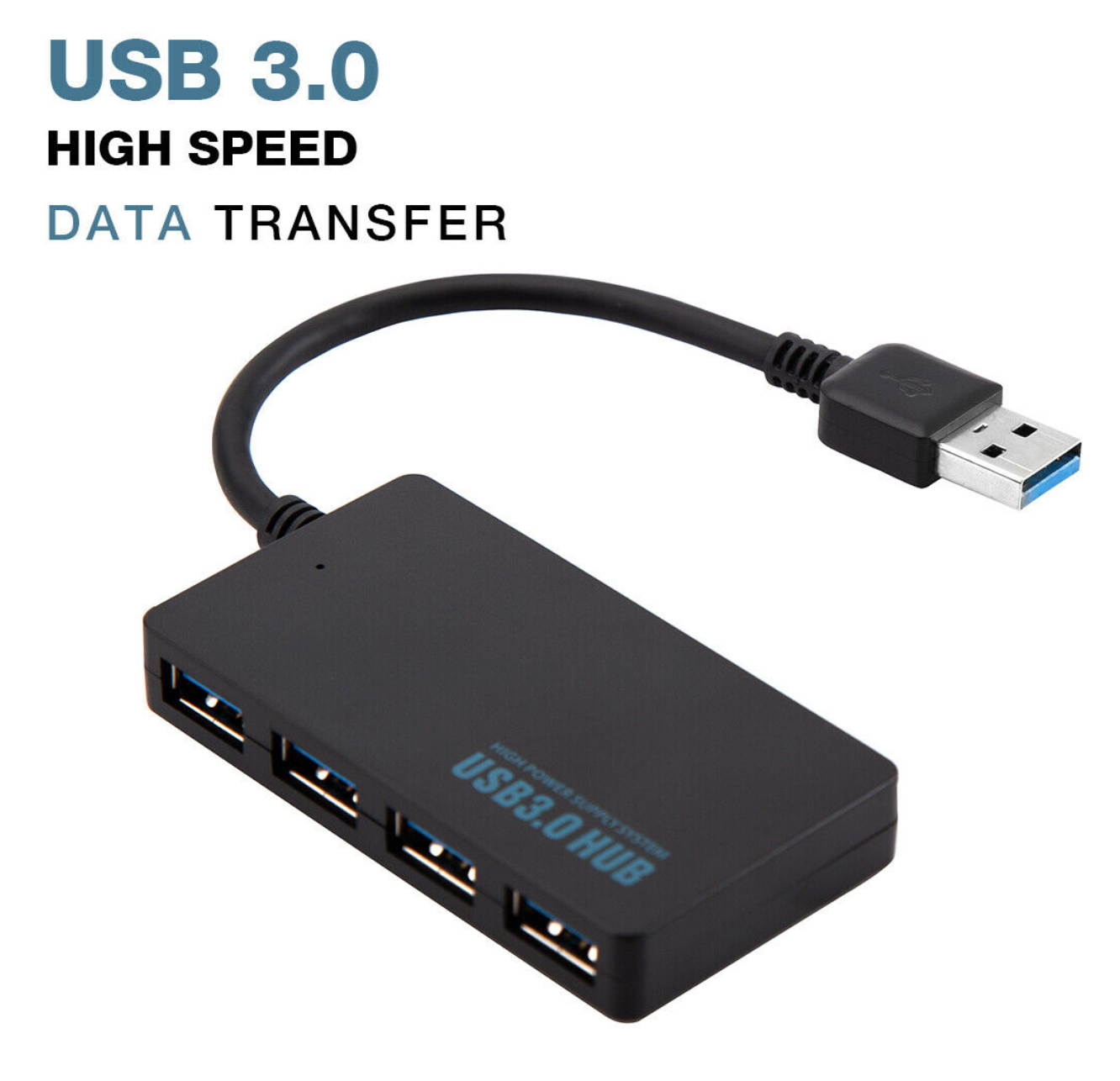 4-Port USB 3.0 Hub 5Gbps Portable Compact For PC Mac Laptop Notebook Desktop