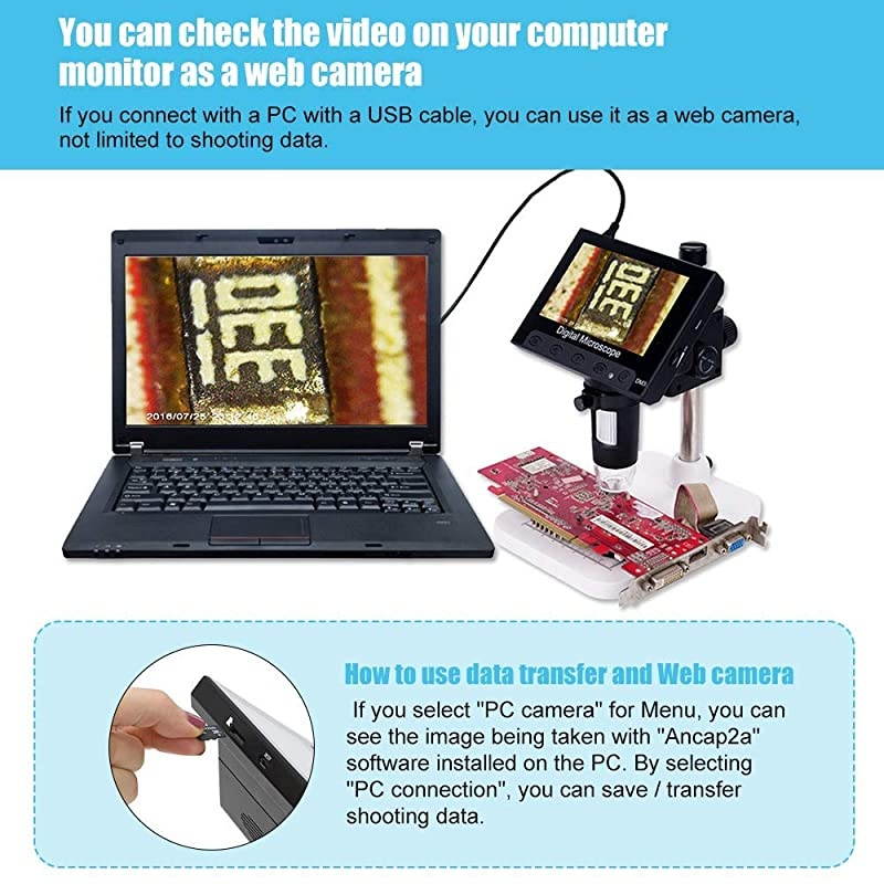 Microscope 43quot LED Screen Display 720P 10X1000X Magnification Zoom Camera Video Recorder for Phone Repair Soldering Tool Jewelry Appraisal Biologic