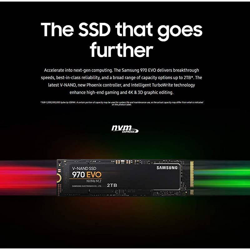 MZV7E500BW 970 EVO SSD 500GB M2 NVMe Interface Internal Solid State Drive with VNAND Technology BlackRed