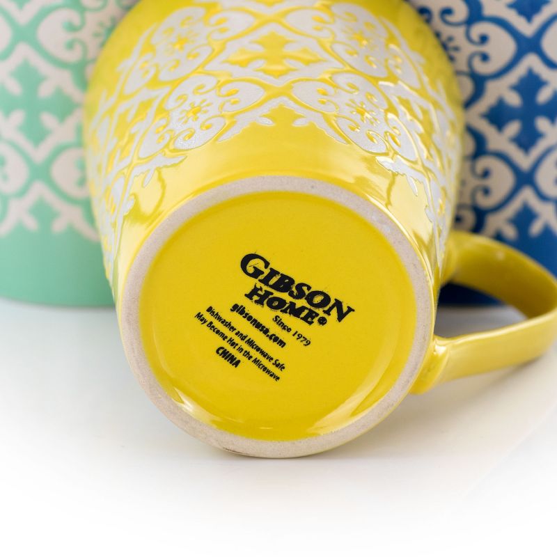 Gibson Home Windcrest 3 Piece 12.5 Ounce Cone Shaped Stoneware Cup Set in Assorted Colors