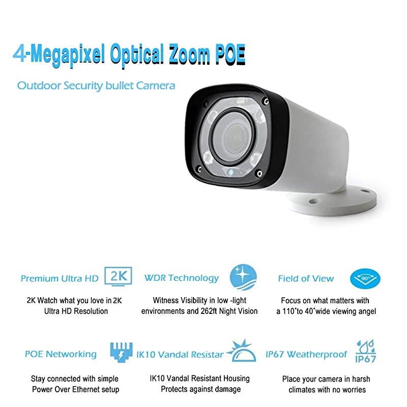 Outdoor Bullet Network IP Camera IPCHFW4431RZ PoE Security Camera with Lens 2712mm Motorized Varifocal Zoom IR Night Vision 80m H265+ WDR Onvif