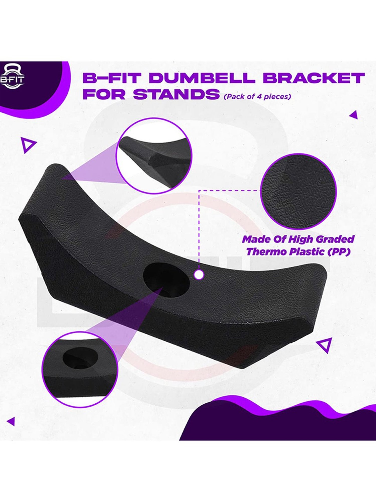 B Fit PRO Style Dumbbell Saddles Dumbbell Rack Cradles Set of 4 (Black)