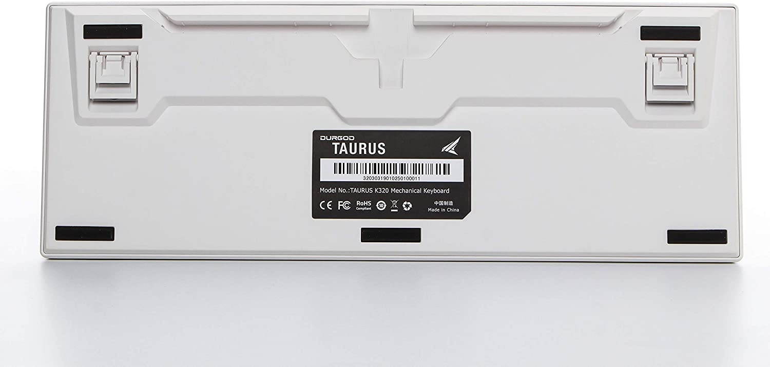 Durgod Taurus K320 TKL Mechanical Gaming Keyboard - 87 Keys - Double Shot PBT - NKRO - USB Type C (Cherry White, White)