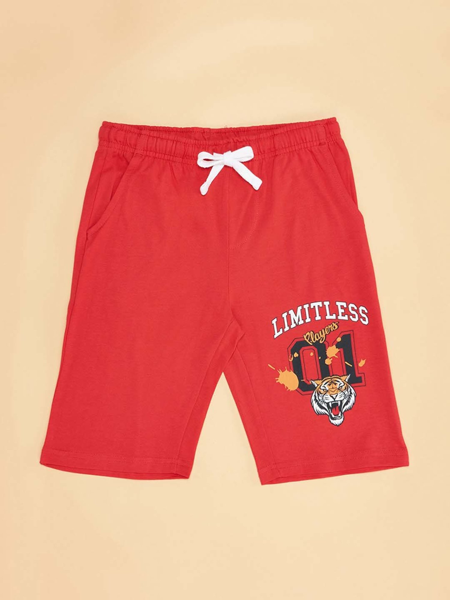 Pantaloons Junior Red Cotton Printed Shorts