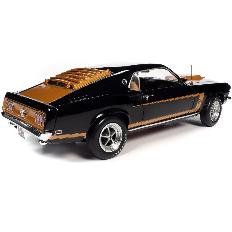 1969 Ford Mustang Boss 429 Fastback Black & Gold w/Gold Interior "American Muscle 30th Anniv." 1/18 Diecast Model by Autoworld