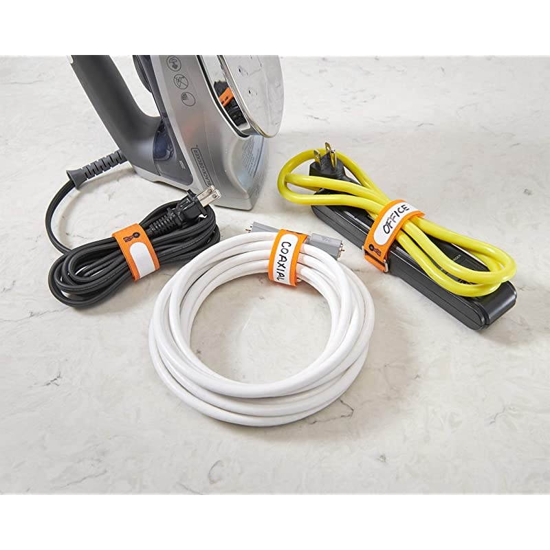 Storage CinchStraps 8quot 18 Pack Orange Features Stainless Steel Buckle and Label for Cord Identification Reusable MultiPurpose Securing Cable Straps Cord Wrap Cord Organizers