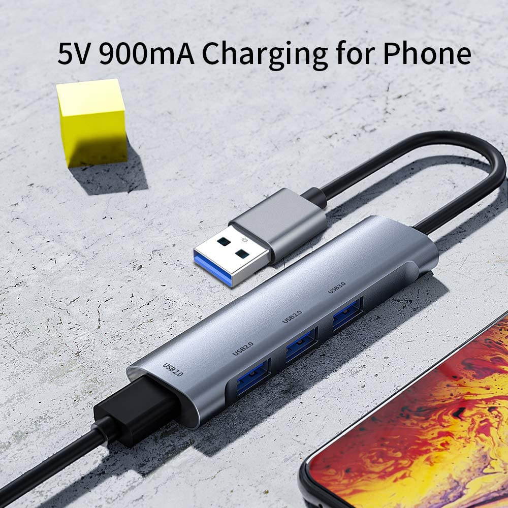 USB Docking Station 3 Port USB 2.0 and 1 Port USB 3.0 Data Hub Splitter for Laptop, PC, Computer, MacBook, Mac Pro, iMac, Surface Pro, XPS,Mobile HDD, Flash Drive Mouse and More, PC, Flash Drive