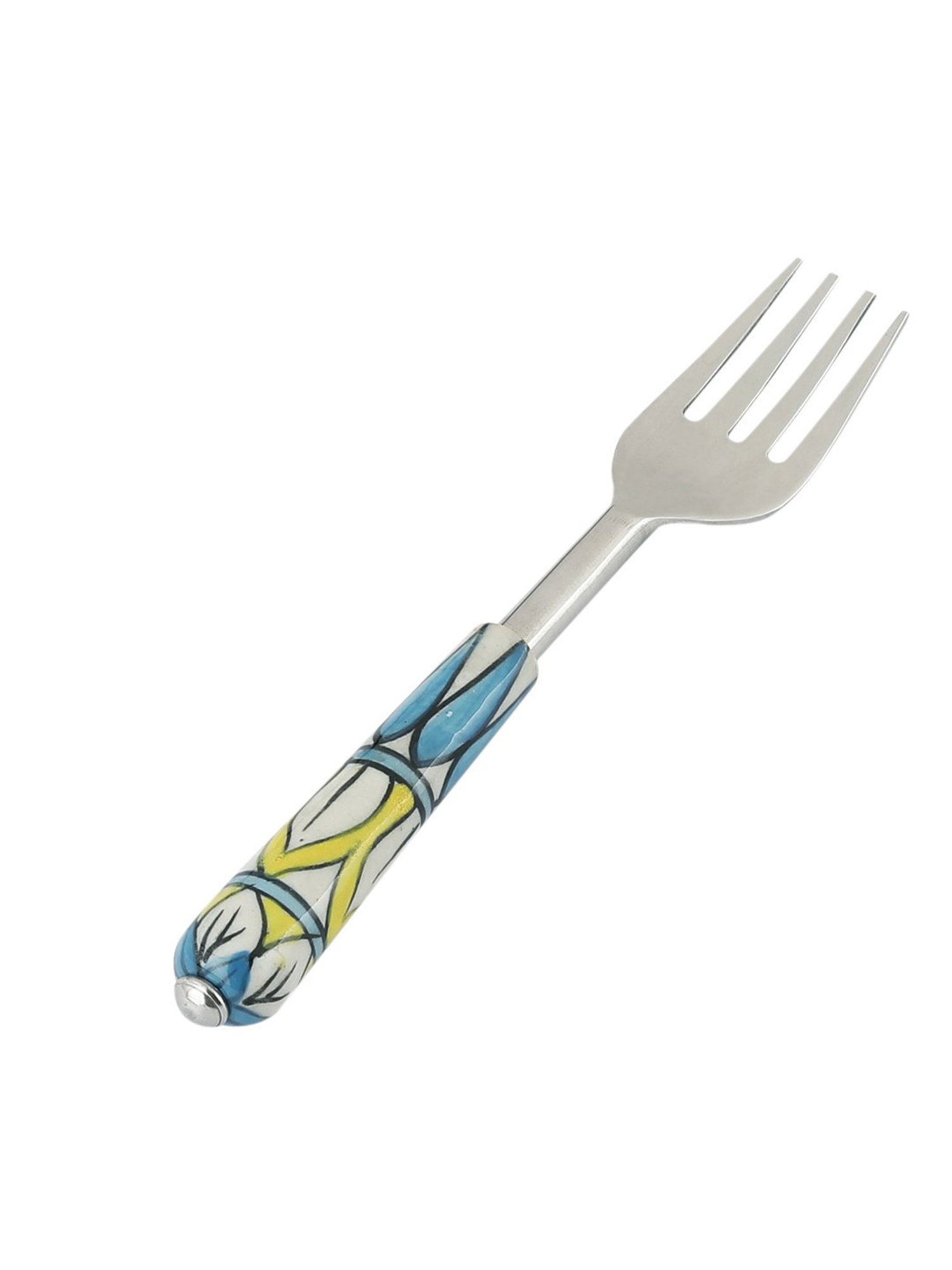 VarEesha Blue Steel and Ceramic Handle Forks - Set of 6