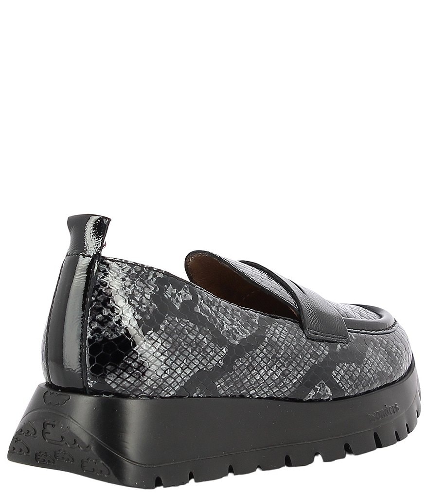 Wonders Kim Snake Print Leather Sport Penny Loafers