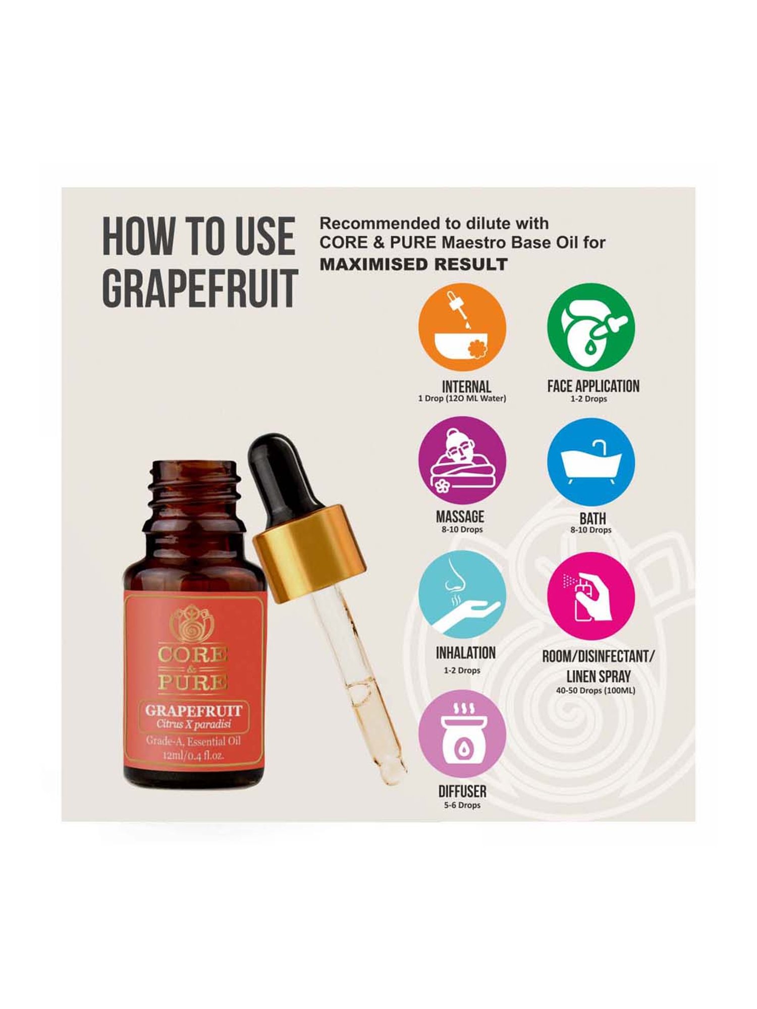 CORE & PURE Grapefruit Essential Oil - 12 ml