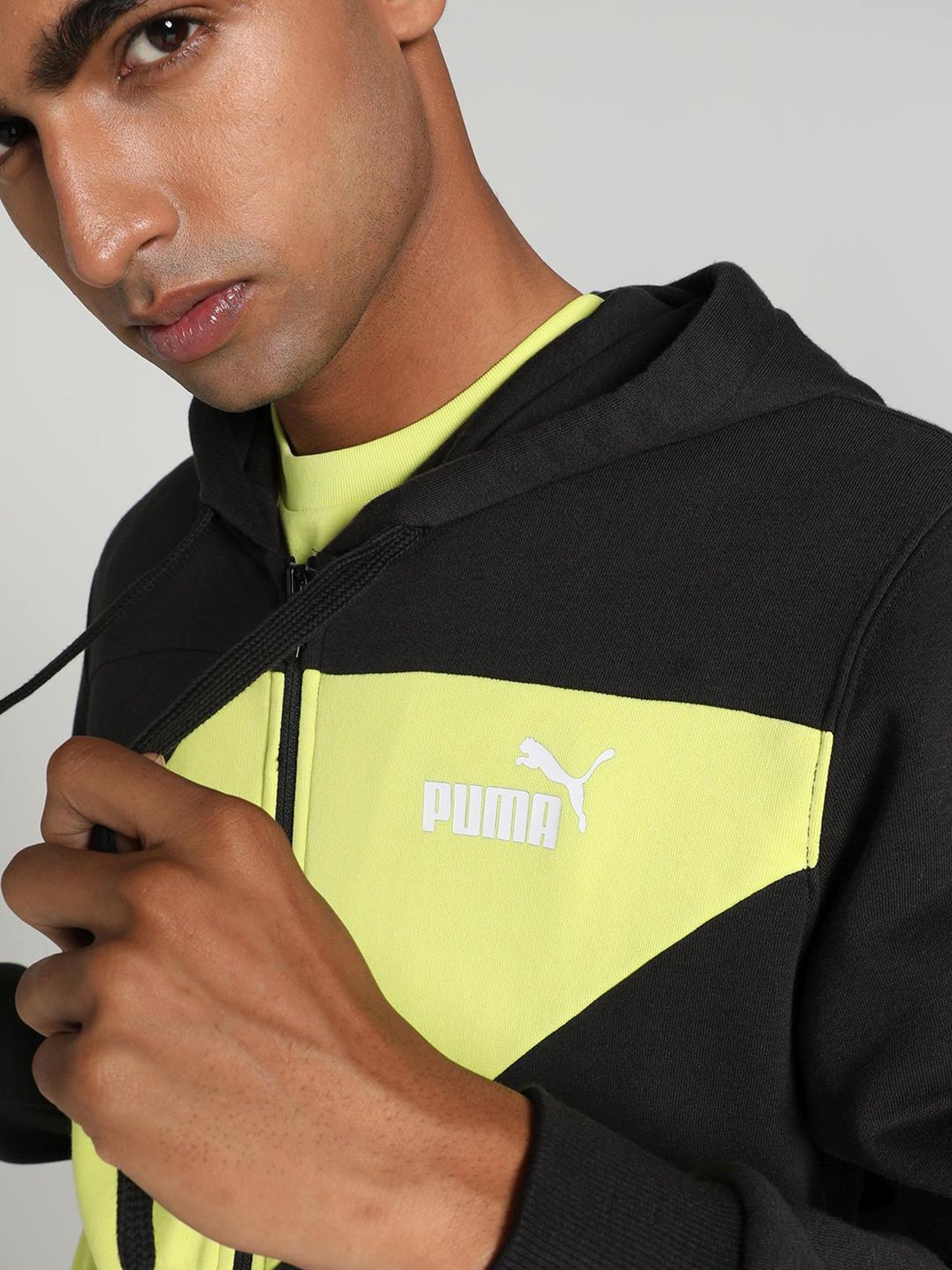 Puma POWER Black Cotton Regular Fit Colour Block Tracksuit