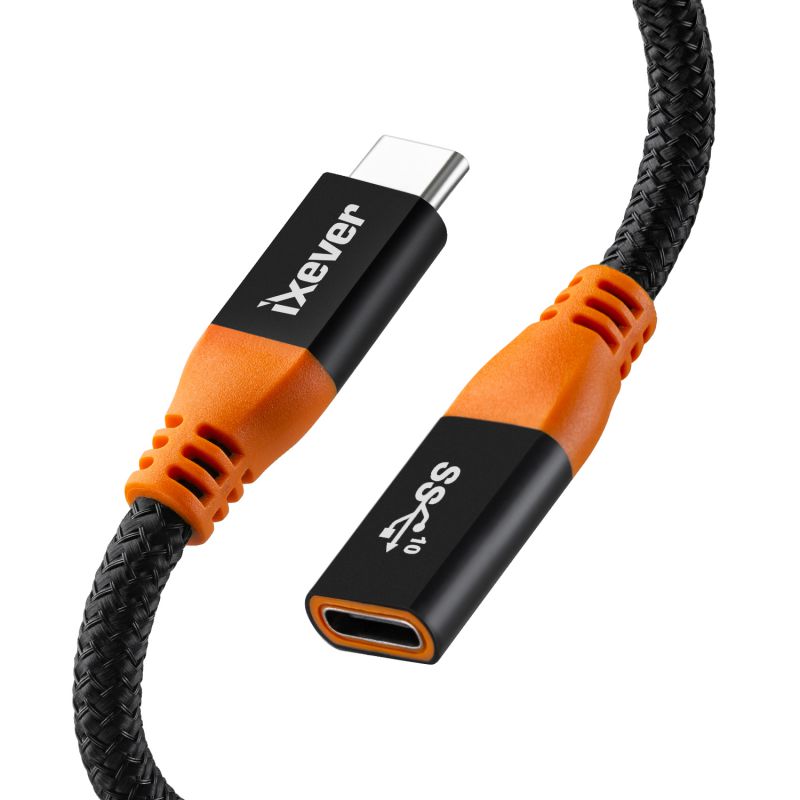 USB Type C Extension Cable 3ft, iXever USB Type C Gen2 10Gbps 100W (20V/5A) PD Fast Charging,USB 3.1 C Male to Female Extender Cord Compatible with Nintendo Switch, MacBook, Pro Pixel 3 2 XL