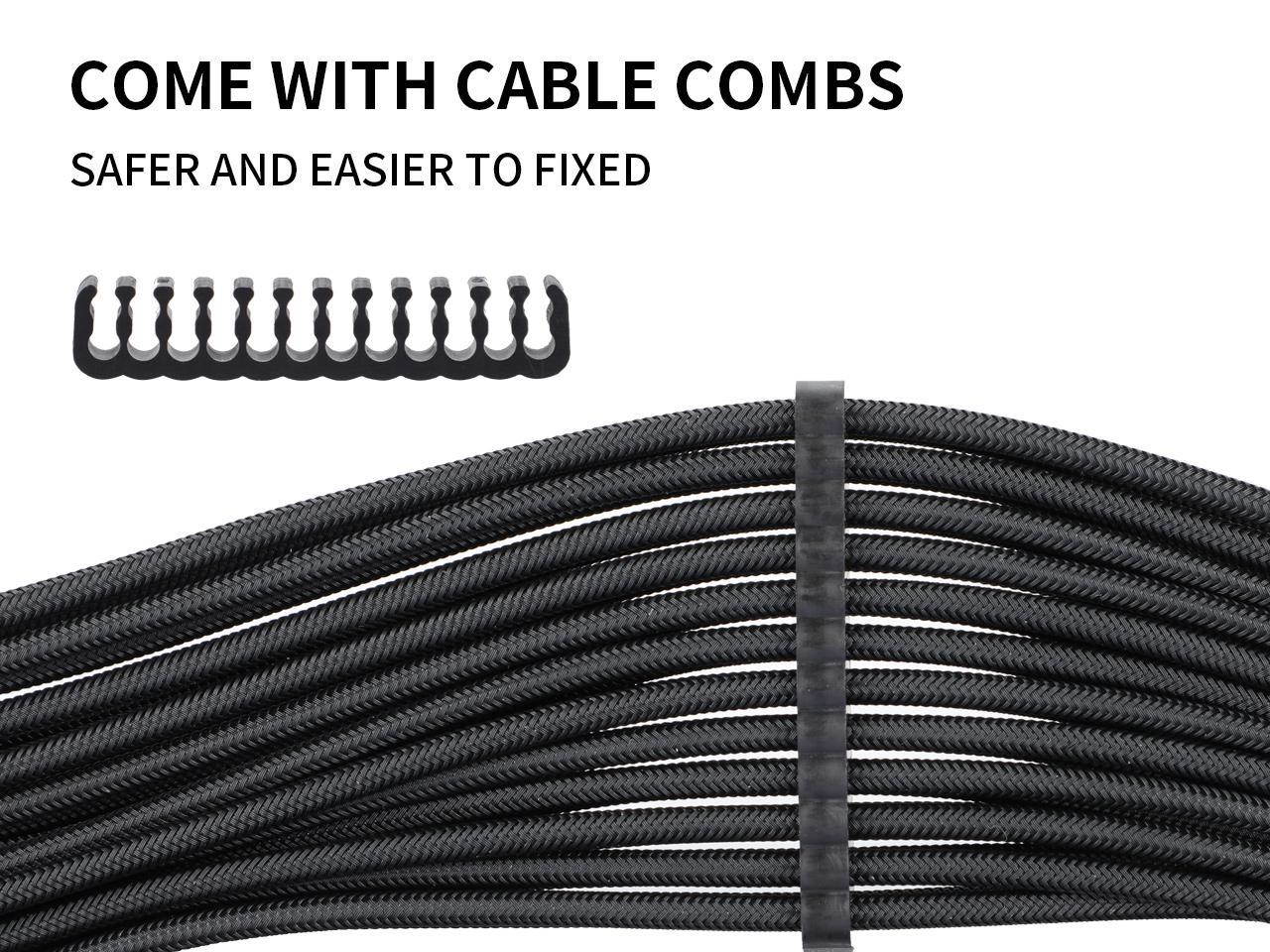 PSU Extension cable,HYMAVIN PSU Sleeved Cable, 16AWG Braided ATX EPS PCI-E Extension Cable Kit with Combs for CPU GPU Power Supply Unit 30CM,3*(6 + 2) pin, 2*(4 + 4) pin, 24 pin ATX extension,Black