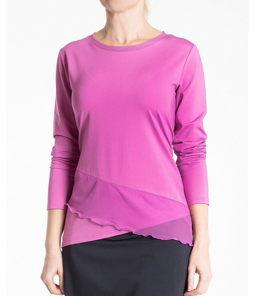 Bette & Court Crossover Jewel Neck Long Sleeve Top