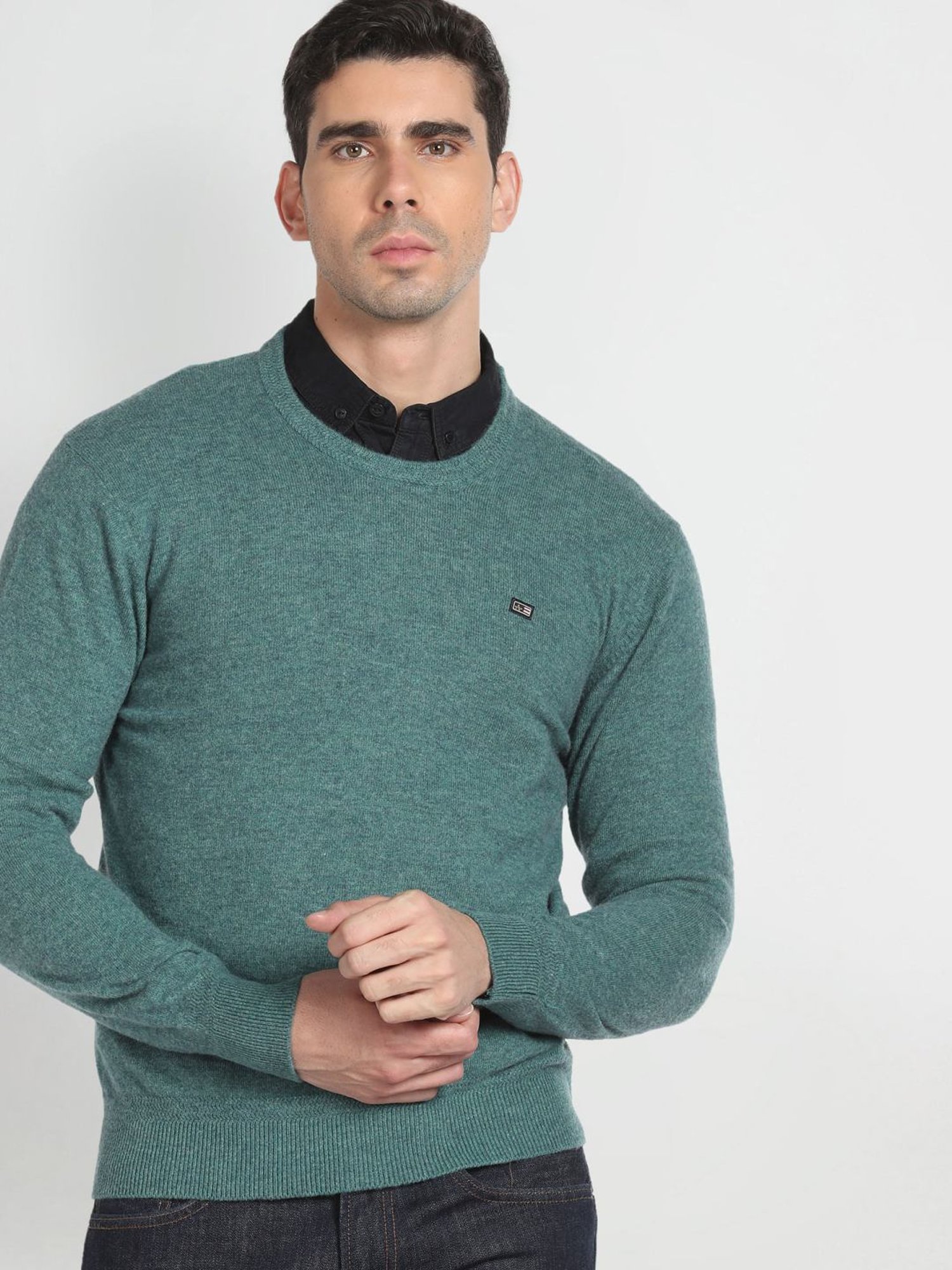 Arrow Sport Green Regular Fit Sweater