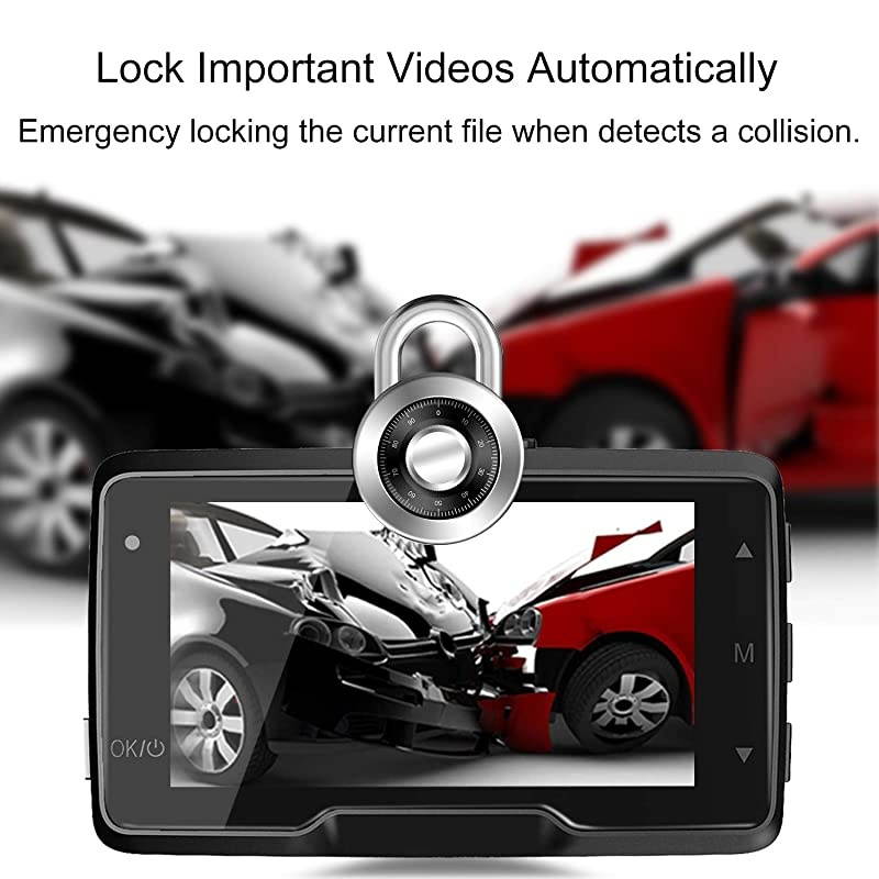 Dash Cam 1080P FHD Car Camera Recorder 2.45 Inch LCD Screen 170&deg;Wide Angle, Dash Camera for Cars with G-Sensor Loop Recording WDR Motion Detection Night Vision.