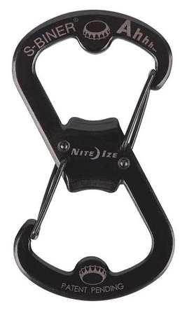 NITE IZE SBO-03-01 S-Biner Key Clip, 1 11/16 in Ring Size, Black