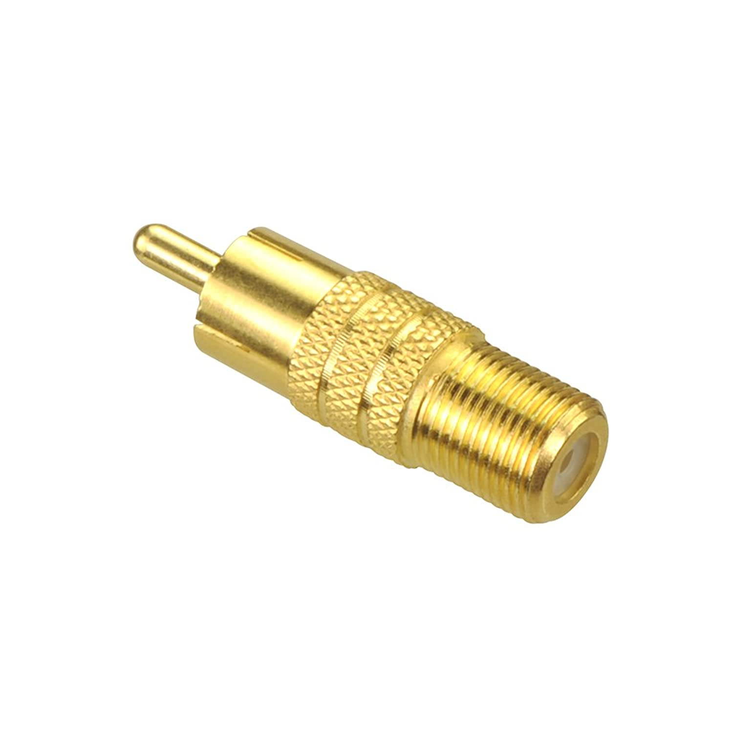 VCE 2-Pack F Type Female to RCA Male Coaxial Cable Audio Adapter Connector,Gold Plated
