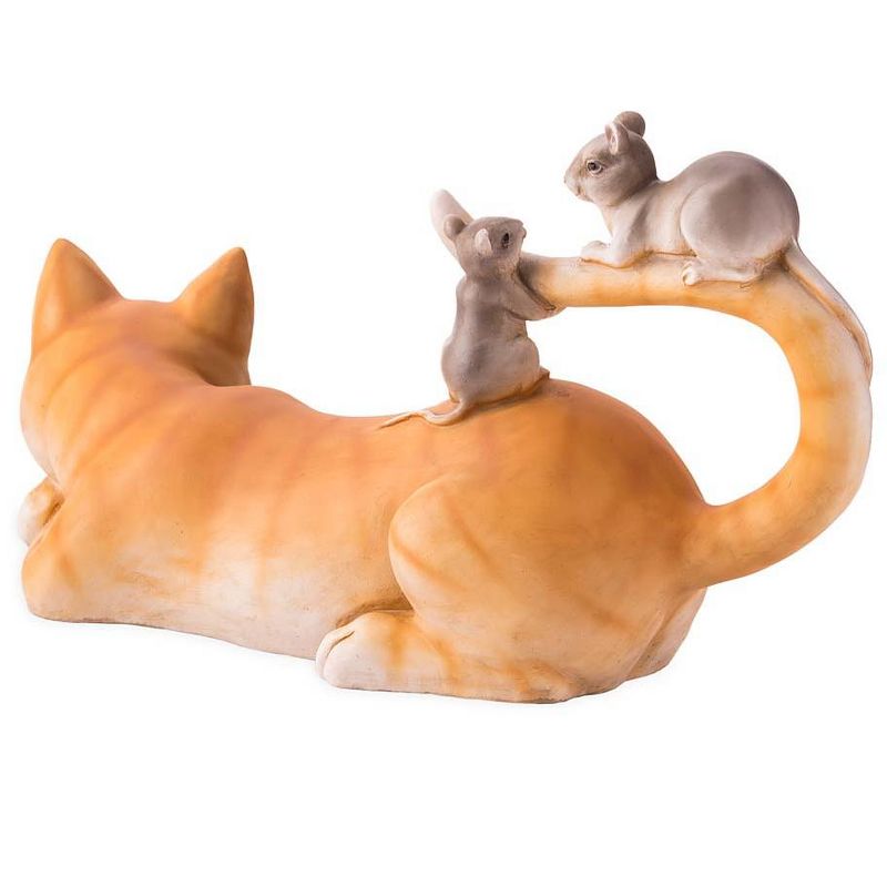 Wind & Weather Resting Cat With Two Playful Mice Indoor/Outdoor Sculpture
