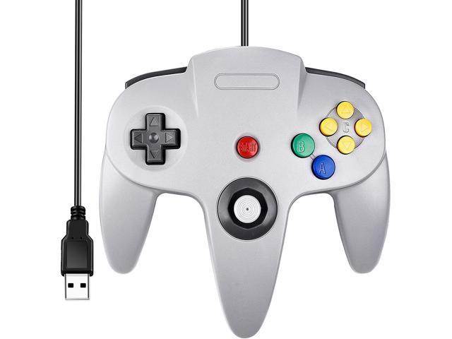 [USB Version] Classic N64 Controller,  N64 Wired USB PC Game pad Joystick, N64 Bit USB Wired Game Stick for Windows PC MAC Linux Genesis Raspberry Pi Retropie Emulator [Plug & Play] (Blue)