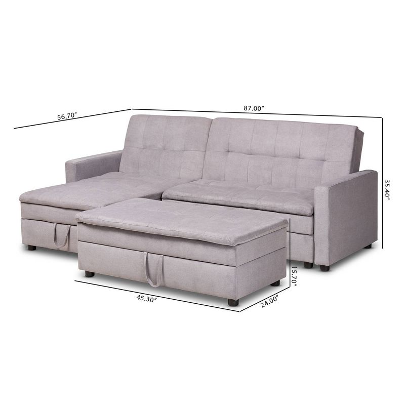 Noa Sectional Sofa with Ottoman Gray - Baxton Studio